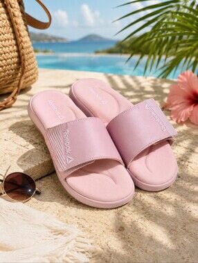 🌸 Reebok Pink Comfort Slides | Women's Size 10 | EUC | Cute & Cushioned 🌸